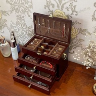 Multi-layer Vintage Jewellery Box High-end Exquisite Solid Wood Jewellery Box Handmade Cosmetic Stor