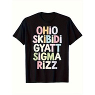 Ohio Skibidi Gyatt Sigma Rizz Graphic T-Shirt - Cotton Crew Neck Casual Tee with Vibrant Multicolor