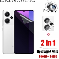2 in 1 Redmi Note 13 Pro Plus Soft Anti-spy Privacy Hydrogel Full Cover Screen Protector For Redmi N