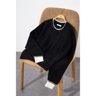 Áo Len Nữ Cổ Tròn Tay Dài Bo Phối Gấu VIEN TRAN V61W24T006