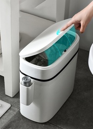 Smart Trash Can Press-Type Waste Bins With Storage Box Nordic Simplicity Household Bathroom Toilet Waterproof Narrow Sensor Bin