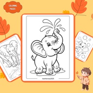 Set of 40/20/10 coloring pages, Elephant-shaped coloring pages for children, A4, A5 paper 160gsm thi