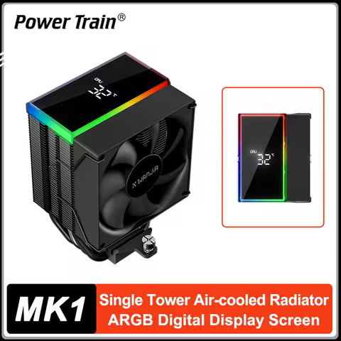 Power Train MK1 CPU Air Cooling Radiator ARGB Digital Display Screen Tower CPU Cooler Supports LGA18