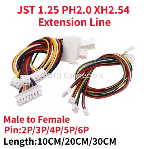5Pcs JST 1.25mm PH2.0 XH2.54 Male To Female Conversion Line 2/3/4/5/6/Pin PH 2.0mm XH2.54MM Extensio