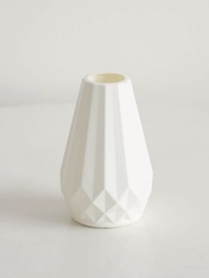 件不規則形狀塑膠花瓶，米色人造陶瓷蘆葦花瓶，3.9 英寸*5.9 英寸