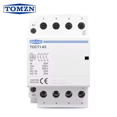 TOCT1 4P 63A 110V COIL 400V~ 50/60HZ Din Rail Household AC Modular Contactor 4NO or 2NO 2NC Contacto