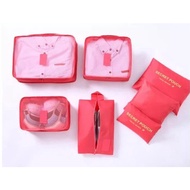 MERAH Travel bag 7 in 1 Travel Bag Organizer (1 set contains 7 bags) - Pink QUALITY Code 112