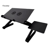 FOCUS Adjustable Aluminum Laptop Bed Desk Stand Table with Cooling Fans Mouse Pad