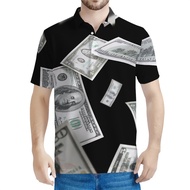 Cool 3D Printed US Dollar Polo Shirt For Men Kids Summer Short Sleeves Lapel Tees Casual Streetwear