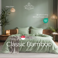 Reve Dore Cool Bamboo Bedsheet with Duvet Cover Bedsheet Set - Misty Green