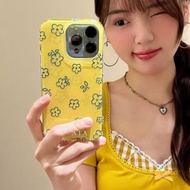 Manzhe Yellow Background Blue Flower Suitable for Samsung s25 Phone Case s24+/ s23ultra/s22/s21F/s20