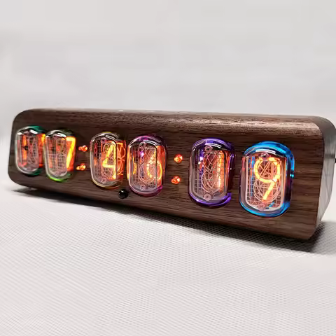 Wood Nixie Tube Clock Retro Alarm Table Clock Digital Watch Soviet Union In12 Tube Electronic Deskto