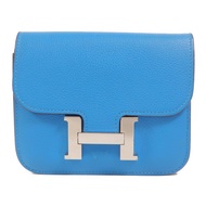 HERMES Evercolor皮革Constance Slim Wallet錢包Bleu Zanzibar