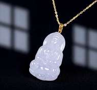 冰種翡翠觀音菩薩項鍊 18K金墜頭 | 天然緬甸玉翡翠A貨 | 送禮