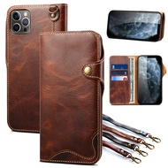 Real Leather for Apple iPhone 13 5G  Case Coque iPhone 11 Pro Max Case Retro Wallet Etui iPhone 12 Mini XR X XS Flip Cover