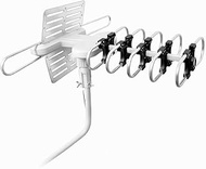 Outdoor Amplified HDTV Antenna with 360° Motorized Rotor & Wireless Remote, UHF/VHF-Hi, ATSC 3.0 Rea