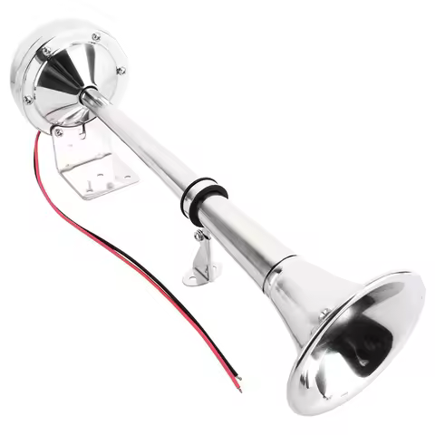 12V Low Tone Car Trumpet Air Horn Stainless Steel Single Trumpet Horn Marine Boat Air Horn for Truck