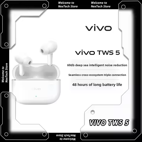 VIVO TWS 5 Bluetooth Wireless Earphone DeepX 4.0 Sound effects 60dB deep sea noise reduction Earphon