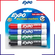 Expo Low Odor erasable whiteboard marker 4 colors - Beveled nib 1.5/4.5mm.
