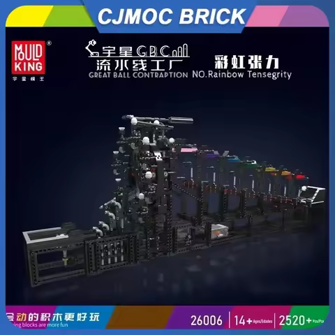 MOULD KING 26006 Technical Rolling Ball Building Block The Motorized Rainbow Tensegrity Model Assemb