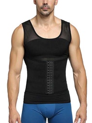 男性身形塑身背心,腹部控制內衣,2合1壓縮衫,帶掛鉤的腹部訓練上衣,塑身內衣,束腰訓練器,束腰馬甲