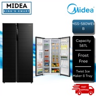 [FREE SHIPPING] Midea 587L Side By Side Refrigerator MSS-580WEVB / Finishing Black / Fridge / Peti S