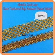 (Ready Stock) Metallic Gold Lace/ Renda Warna Emas/ Lace Tradisional Baju Kadazan Dusun Sabah
