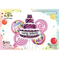 立體造型 生日氣球 5件裝 裝飾 佈置 Happy Birthday (粉紅色) [D05]