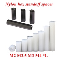 20/50pcs M2 M2.5 M3 M4 Nylon standoffs Black/white female to female Hex Nylon standoff spacer Flat head plastic spacing screws