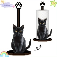 FANSIN Desktop Tissue Holder, Vertical Storage Cling Film Roll Wooden Tissue Holder, WC Paper Stand 