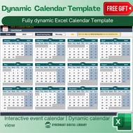 Excel Template - Dynamic Calendar Excel Template(Free 12-in-1 Bundle Excel Course Books)