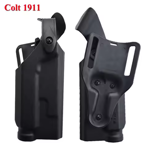 Tactical Colt 1911 Belt Holster Quick Drop Hunting Airsoft Pistol Holster With Flashlight Right Hand