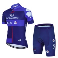 2025 FDJ Cycling Jersey Set Summer Short Sleeve Breathable Black MTB Bike Cycling Clothing Maillot R