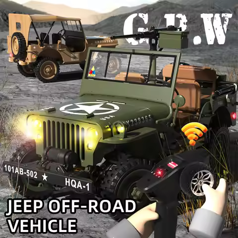 Hengguan HG4-58 1/14 2.4G Remote Control Jeep Military Off Road Model Car With Led Light Sound Winch