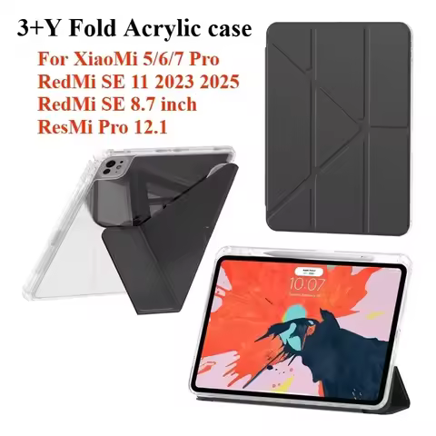 3+Y Fold Acrylic Back Cover For RedMi Pad SE 11 2025 2023 8.7 inch Pro 12.1 Case For Mi Pad 7 6 5 Pr