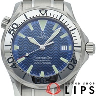 歐米茄海馬300米石英錶，36毫米錶徑，型號2263.80，附原廠盒和保固卡，不鏽鋼錶殼，男士腕錶，藍色拋光錶盤，成色極佳 [二手]