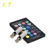 2pcs T10 5050 REMOTE CONTROL CAR LED BULB 6 SMD MULTICOLOR RGB 501 SIDE LIGHT Bulbs ET