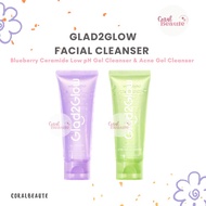Glad2Glow Low pH Cleanser Blueberry Ceramide | Glad2Glow Acne Gel Cleanser Centella Salicylic Acid |