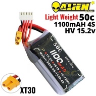 Alienmodel 4S 15.2HV 1100mAh 50C Lipo Battery with XT30 Plug AL1100/50-4S