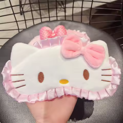 Custom Hello Kitty Eye Mask, Adjustable Style—Pink Light-Blocking Cartoon Sleep Mask with Lace, Perf