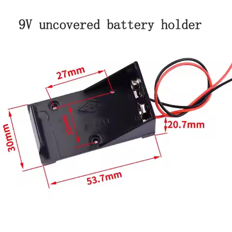 1PC 9V Battery Clip Holder Case Box With Wire Leads DIY DC Interface 5.5x2.1 Male Plug 9V Battery Bo