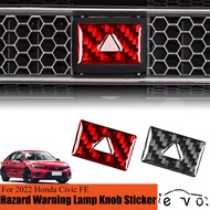 For 2022 Honda Civic FE Hazard Warning Lamp Knob Cover Sticker 11th Civic Real Carbon Fiber Interior