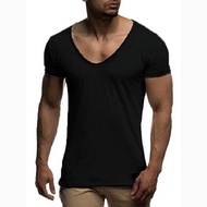 【Hot selling】New Arrival Deep V Neck Short Sleeve Men T Shirt Slim Fit T-shirt Men Thin Top Tee Casu