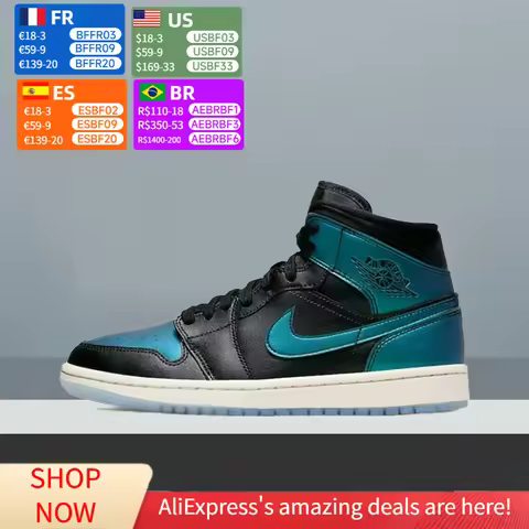 Nike Air Jordan 1 Mid Unisex Basketball Shoes Classic Design, Slip-resistant and Durable, Exceptiona