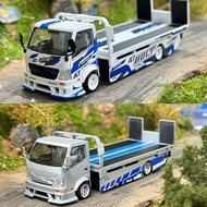 [Ready Stock] Ready Stock [supcar sc Hino H300 Flatbed Transport Trailer Silver Blue Garland] 1: 64 