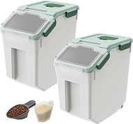 Lifewit 2 Pack 15L/15lb Dog Food Storage Containers with Scoop, 15L/30lb Rice Dispenser with Lid&amp;Wheels, Suitable for Cereal, Pet Food, Dry Food, Flour, Baking Supplies in Kitchen/Pantry Organization