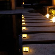 P.K.YO-5 Pcs Solar Glass Brick Light Lights LED Landscape Light for Christmas Outdoor Path Road Yard