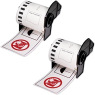 2 x Rolls Brother DK 22251 2251 Black/Red on White Continuous Labels for QL-800 QL-810W QL-820NWB