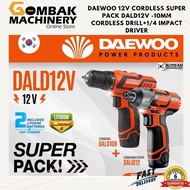 DAEWOO 12V Cordless Super Pack DALD12V 10mm Cordless Drill + 1/4 Impact Driver