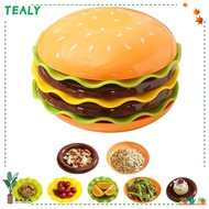 TEALY Stackable Hamburger Plate Set, Plastic Burger-Shaped Mini Dinner Plate, Creative Multi-functio
